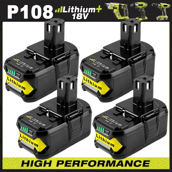 4PACK 18V P108 8.0Ah Lithium Battery For Ryobi P108 ONE Plus P104 P105 P107 P109