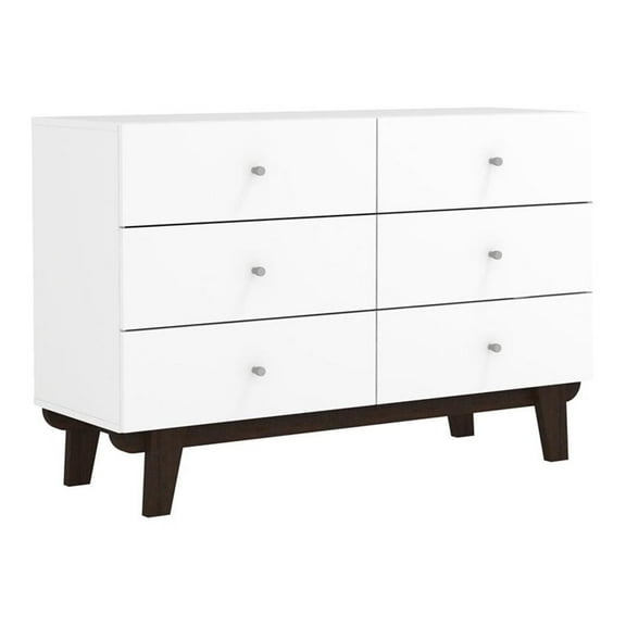 Pemberly Row Contemporary 6-Drawer Wood Dresser in Matte White