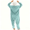 thumbnail image 6 of REORIAFEE Women Sleepwear Pajamas Set 1 Piece Fleece Warm Loungewear with Pockets Long Sleeve Jumpsuit Pants Color Block Sleepwear Sky Blue S-2XL, 6 of 7