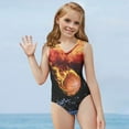 thumbnail image 2 of SEANATIVE Fire Water Basketball Kids Swimsuit Durable Sleeveless Swimsuit One Piece Size 9-10 Y Skin-Friendly Kids Cover Ups for Swimwear Girls, 2 of 7