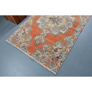 Turkish Rug, Area Rug, Vintage Rug, Oushak Rug, 49x78 inches Red Rug, Handwoven Floor Rugs, Turkey Bedroom Rugs, 10954