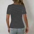 thumbnail image 3 of Bzhegqhd Women's New Summer Striped V-neck Button Hole Short Sleeved T-shirt Top, 3 of 8