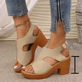 thumbnail image 5 of Samdudou Women Thick Sole Sandals Open Toe Wedge Heel Sandals Summer Casual Dressy Slingback Chunky Block Heel Slide Shoes Outdoor Walking Vacation Beach Daily Wear, 5 of 9