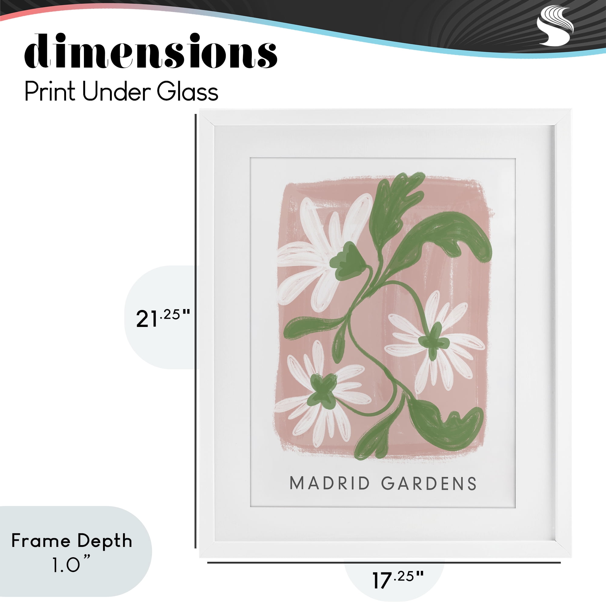 Stupell Industries Madrid Gardens Pastel Blooms White Framed Print Under Glass, design by Lucille Price