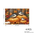 thumbnail image 3 of JOOCAR Autumn Birds and Pumpkins Linen Table Mats Set of 4 for Home Kitchen Table Decor 12x18 inch, 3 of 5