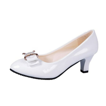 

JUST CLEARANCE Spring Summer Casual Female Shoes Elegant Bowknot Decoration PU Upper Shoes White