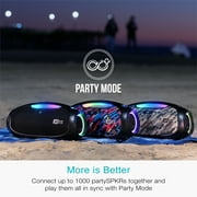 MEE audio partySPKR Bluetooth Wireless Speaker with Dynamic LED Lighting, 2 Subwoofers for Powerful Sound, Connect 100+ Together; Large Yet Portable for Indoor/Outdoor Use (Camo)