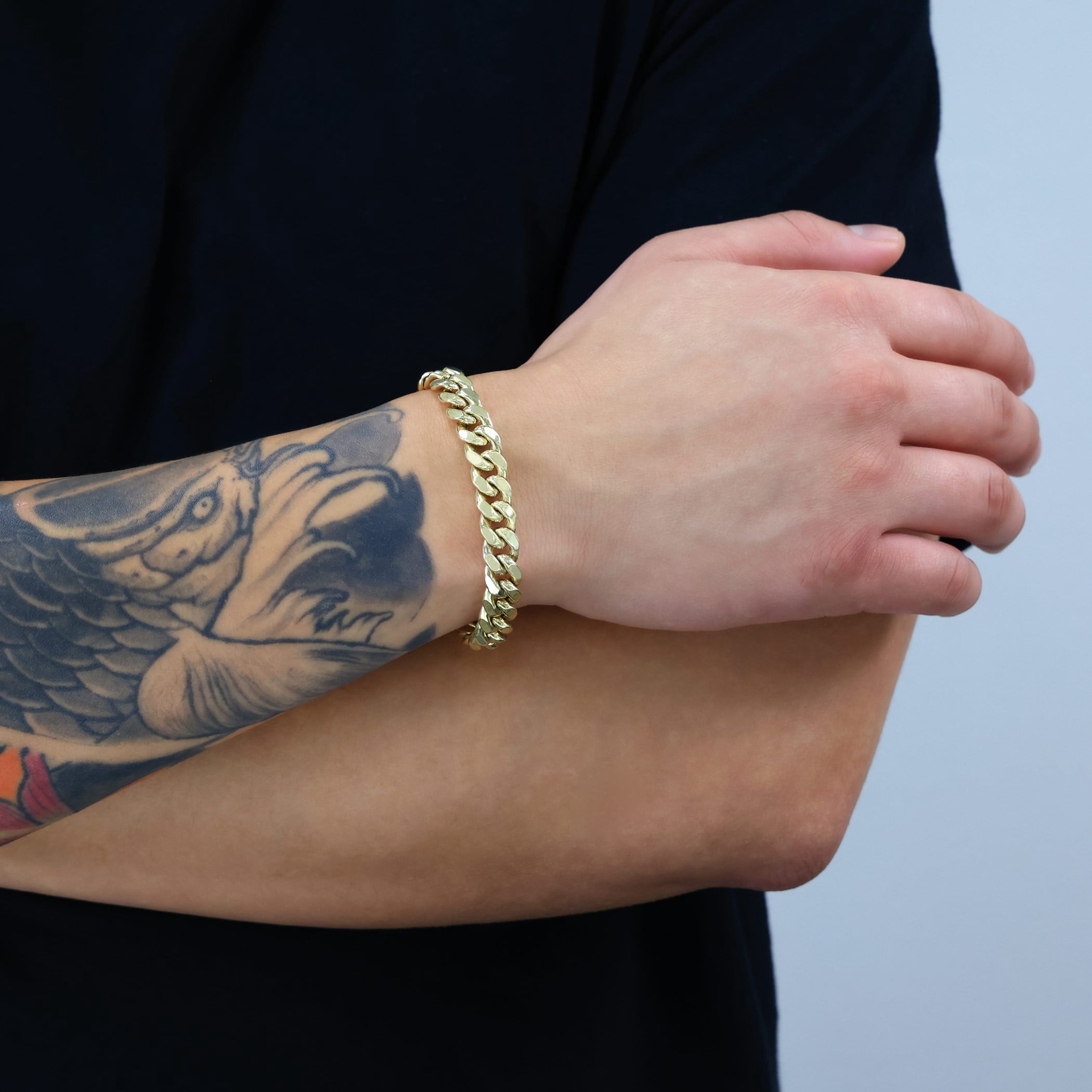 Nuragold 14k Real Yellow Gold Miami Cuban Link 9mm Chain Bracelet (7"-9") Italian Jewelry for Men
