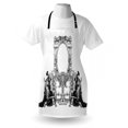 thumbnail image 3 of Victorian Apron Victorian Frame with a Gladiator Warrior Roman Headpiece Ancient Design, Unisex Kitchen Bib Apron with Adjustable Neck for Cooking Baking Gardening, Black and White, by Ambesonne, 3 of 3