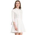 thumbnail image 1 of INSPIRE CHIC Robe-Chemise Patineuse en Coton pour Femmes à Col, Manches 3/4, Boutonnée, 1 of 6