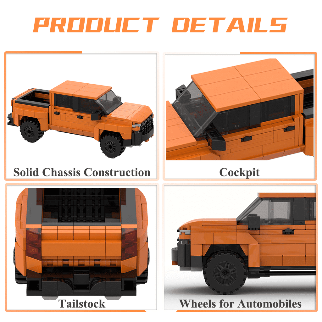RIDEHILL Speed Champions Building Blocks Collectible Model Cars Kits for Adults, Orange Pickup Truck Race Car Building Kit, Famous Classic Car Set for Vehicle DIY Build a Car Building Toys(445PCS)
