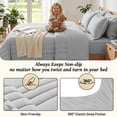 thumbnail image 6 of Dhole 5-Piece Bed in Bag - Twin Size Striped Comforter Sets, Pillowcases & Sheet Collection for Cozy Bedding Sets - Light Gray, 6 of 11