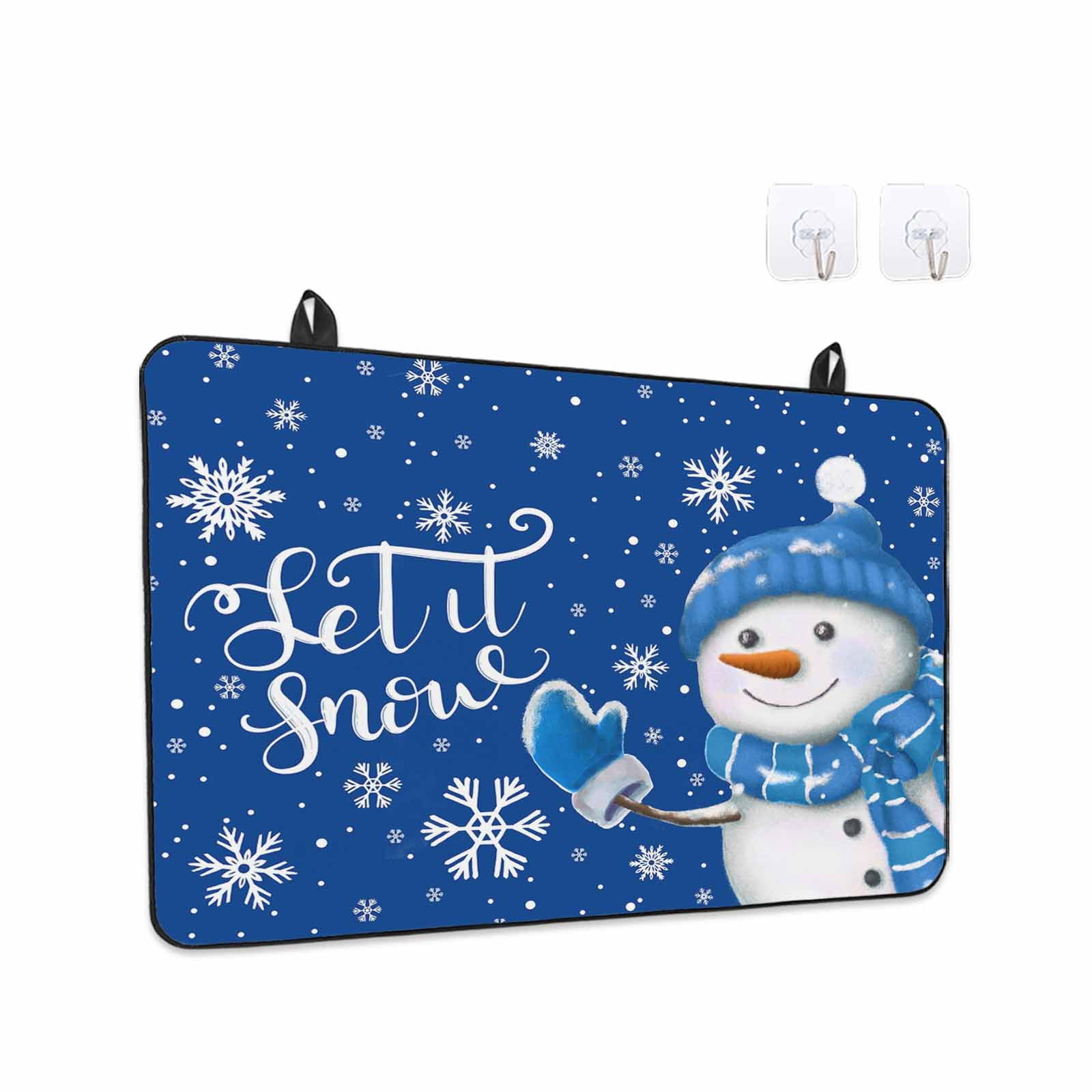 Blue Snowman Christmas Stove Top Cover for Electric Stove, Heat-proof & Non Slip Glass Top Stove Cover Protector, Xmas Winter Snowflake Let Snow Kitchen Flat Cooktop Rubber Mat 24x21 Inches