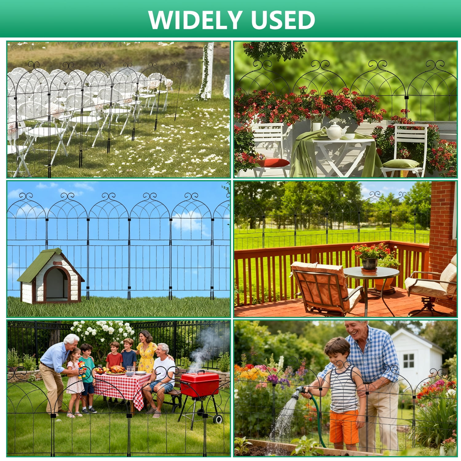 Decorative Garden Fence 10 Pack,Garden Trellis for Climbing Plants, 38.3in H x 12in W Metal Panel, Outdoor Wrought Iron Trellis for Vines, Flowers, Vegetable Garden Support