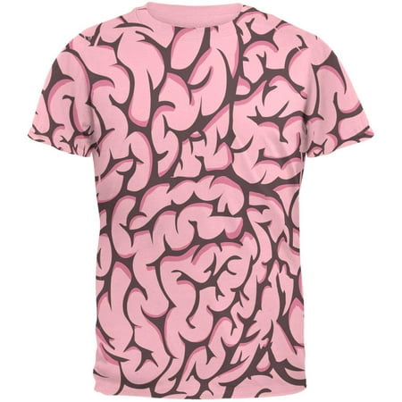 Halloween Pink Brains All Over Adult T-Shirt