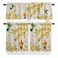 thumbnail image 2 of Kitchen Window Curtains Valance and Tier Set, Vintage Spring Flowers on Linen Rod Pocket Tier Curtain Valance Set, Birds Leaves Light Filtering Cafe Curtains for Bedroom Living Room, 2 of 9