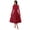 Red, variant on Women Ruffle Mock Neck Long Sleeve Midi Dress, 2 In 1 Knit Top Tiered Layered Flowy Swing A Line Fall Casual Wedding Guest Dresses
