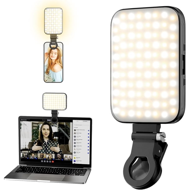 Luz para selfie: clip de luz recargable para teléfono con pantalla digital, 3 modos de luz y 10 niveles de brillo para TikTok, Vlog, maquillaje, zoom