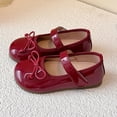 thumbnail image 4 of Gyujnb Toddler Girls Patent Bow Mary Jane Flats Adjustable Strap Non- Sole for School & Daily Wear,4.5-5 Years, 4 of 8