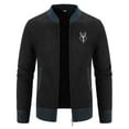 thumbnail image 2 of Tiweut Casual Mens Sweaters Male Fall and Winter Zip Stand Collar Long Sleeve Outdoor Knitted Wool Blouses Black,4XL, 2 of 4