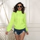 thumbnail image 3 of Suéter de punto de cable de manga larga de color fluorescente para mujer de talla grande europea y americana suéter suelto de medio cuello alto para mujer, 3 of 4
