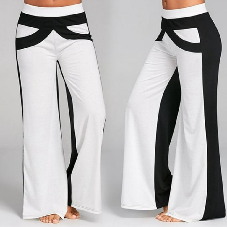 YUHAOTIN Long Flare Yoga Pants for Women Tall Fashion Casual Colorsplicing  Wide Leg Leisure Movement Drawstring Pants Loose Yoga Pants for Women Long
