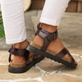 thumbnail image 4 of Rokment Women's Orthopedic Cork Footbed Platform Walking Flat Sandals Comfortable Leather Buckles Strappy Dress Sandals Arch Support Beach Summer Casual Footwear Red Size 7, 4 of 6