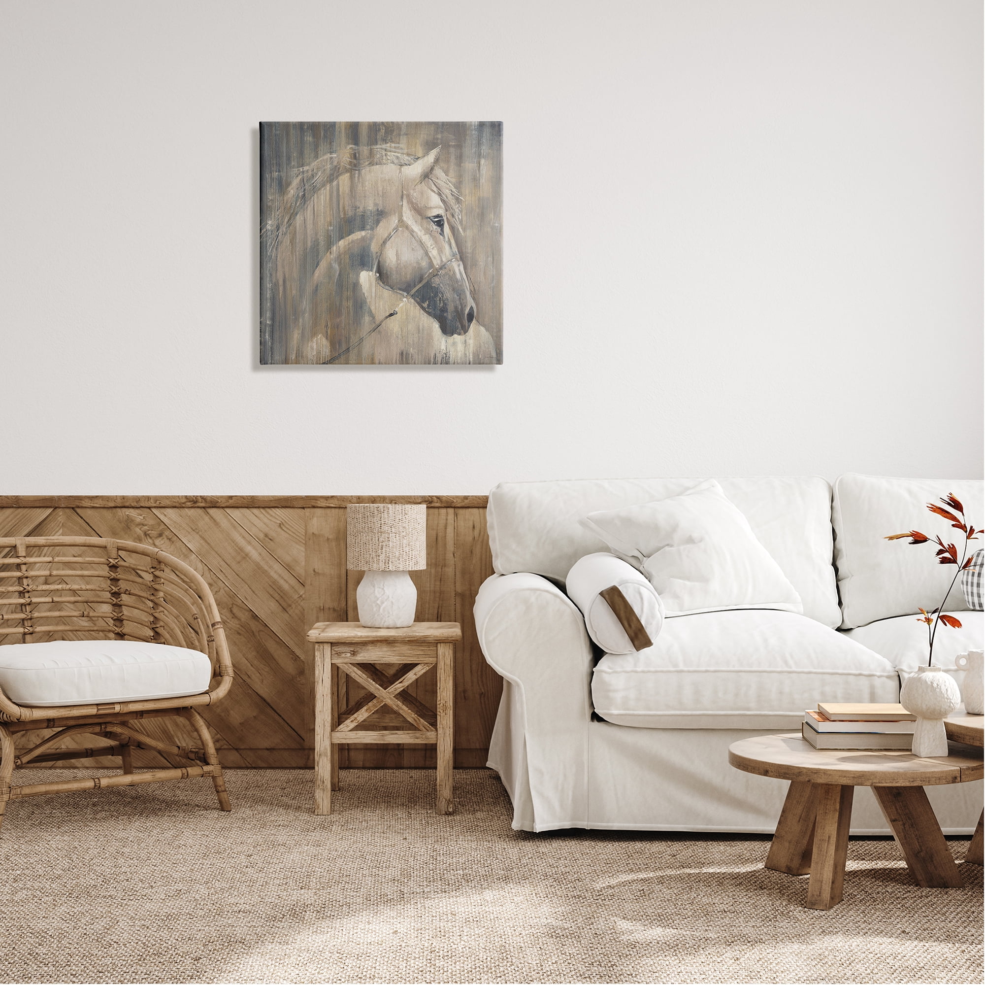 Stupell Industries Rustic Horse Portrait Animals & Insects Painting Gallery Wrapped Canvas Print Wall Art, 24 x 24