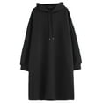 thumbnail image 4 of IROINNID Long Sleeve Dress for Women Loose Fitting Solid Color Hooded Dress able and Versatile Mid Length Dress Hooded Dress ,Black, 4 of 5