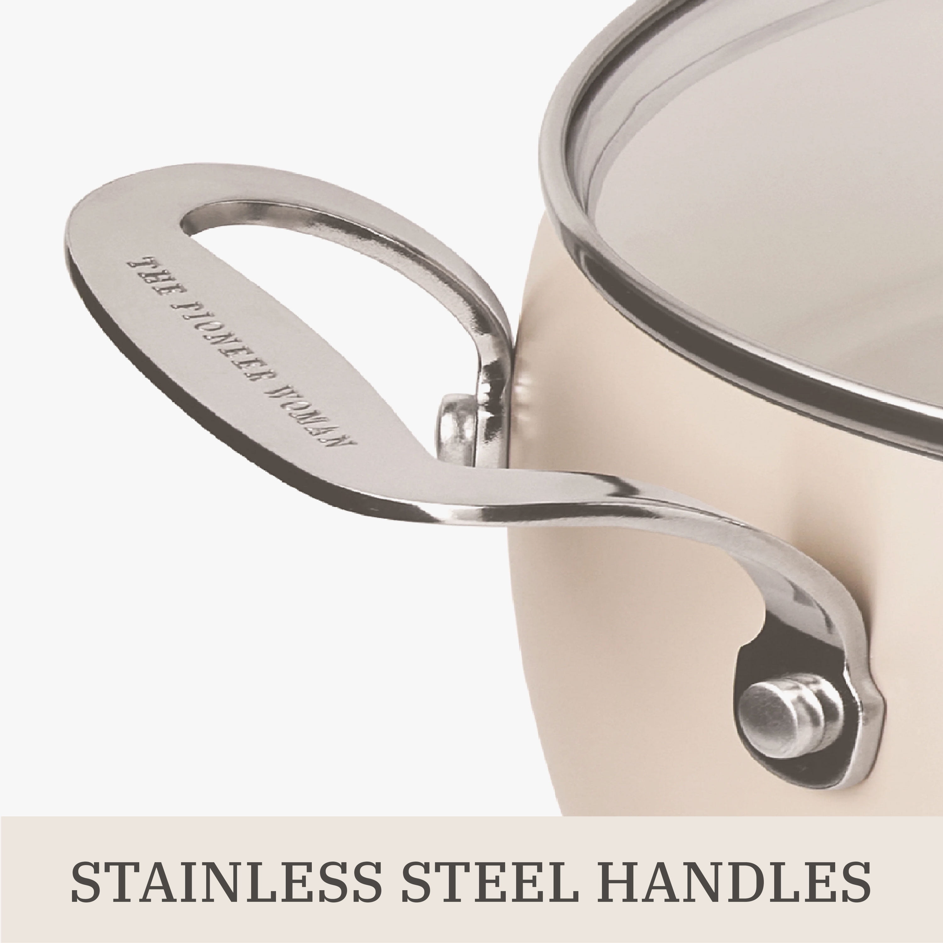 The Pioneer Woman Harlow 15-Piece Ceramic Nonstick Cookware Set, Taupe