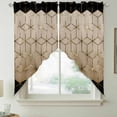 thumbnail image 2 of Brown Geometric Swag Valances for Windows, Kitchen Window Curtains Over Sink, Modern Abstract Art Ombre Window Treatment Curtains for Living Room/Bedroom Curtains 2 Panel Sets 36"x45", 2 of 8