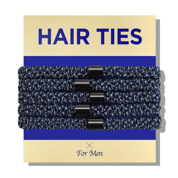 HAVHAF Braided Mens Hair Ties - For Buns Curly Thick Dense Hair Elastic Hair Ties | No damage Crease Breakage Man Bun Hair Tie Men with Long Hair | Perfect hairtie For Men 5 pcs(XL New Navy)