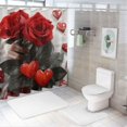 thumbnail image 7 of Creowell Red Roses Hearts Modern Waterproof Shower Curtain Set for Country Cottage & Farmhouse Bathroom Decor, 100% Polyester Fiber Bathroom Curtain with Hooks 36x72, 7 of 7