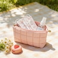 thumbnail image 5 of Hyknon Makeup Bag Travel Toiletry Bag, Quilted Simple Cosmetic Pouch with Zipper, Portable Nylon Makeup Organizer Case, Lightweight Puffy Padded Storage Bag for Women Work Trips Vacations Daily, Pink, 5 of 6