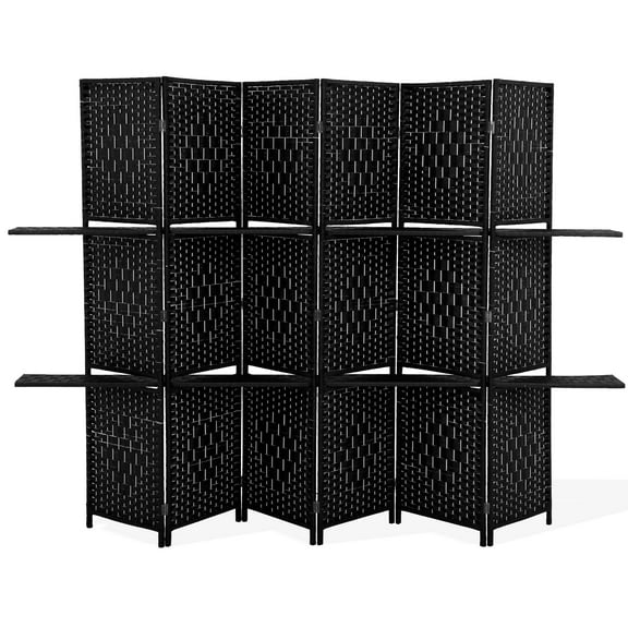 YRLLENSDAN 6 Panel Room Divider Wall, Room Partitions and Dividers Freestanding Portable Wall Room Partition Folding Room Divider with Removable Storage Shelves, Black