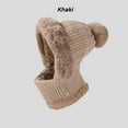 thumbnail image 2 of Summercome 3 in 1 Cold Resistant Beanie Hat, New Women's Knitted Hat in Autumn and Winter Wind-Resistant Scarf Balaclava Hat, Khaki, 2 of 6