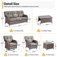 thumbnail image 6 of PARKWELL 8 Pieces Patio Furniture Set, Outdoor 9-Seat Wicker Conversation Sofa Set with Rattan Swivel Chairs, Ottoman, Coffee Table and 5" Thick Cushion for Porch Deck, Brown/Gray, 6 of 11