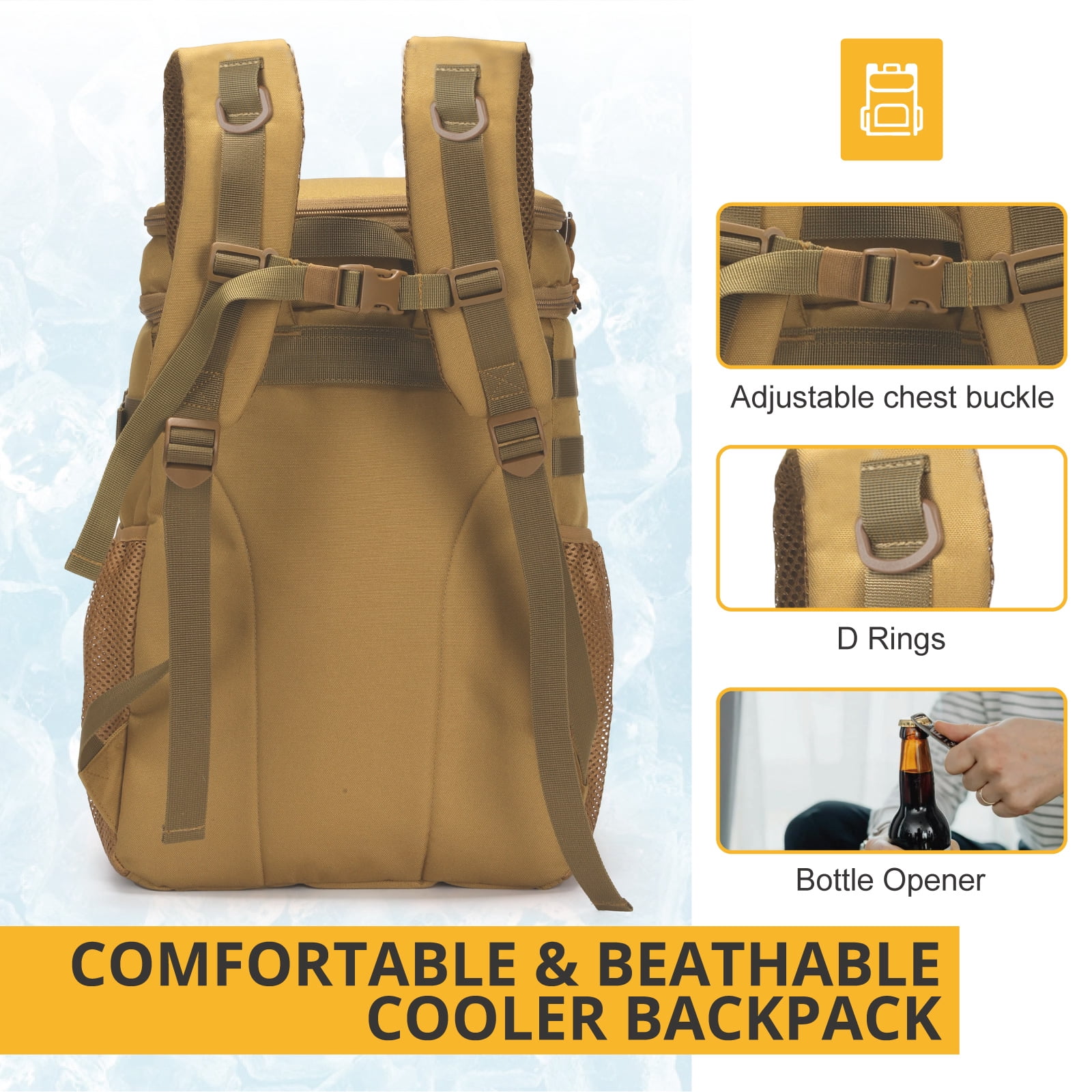 Backpack Cooler, Soft Lightweight Leakproof Cooler Backpack – picture 9