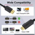 thumbnail image 2 of Cable DisplayPort a HDMI de 1,8 m, 20 unidades, cable UV chapado en oro, 2 of 9