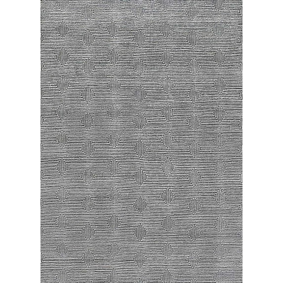 Ahgly Company Machine Washable Indoor Rectangle Industrial Modern Black Eel Black Area Rugs, 2' x 5'