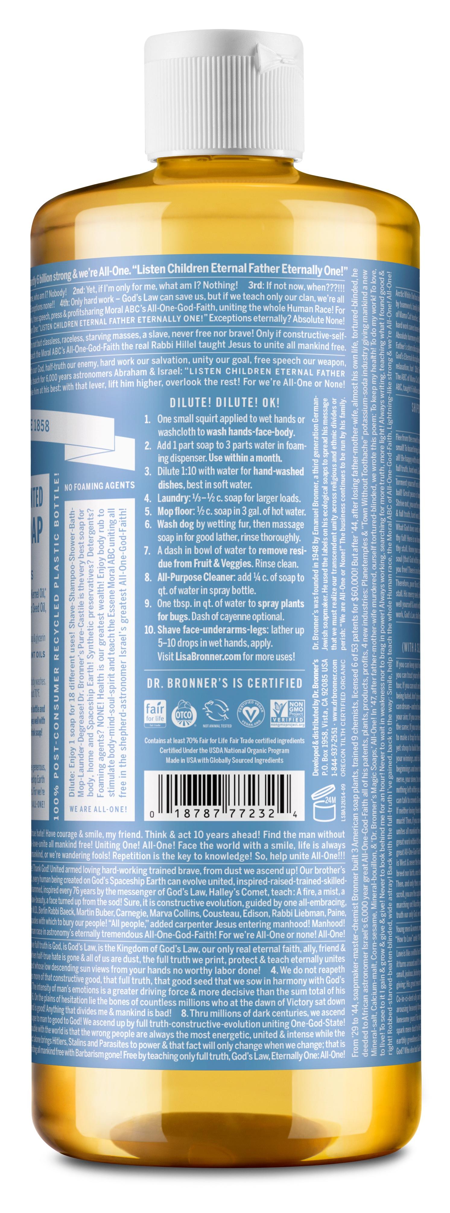 Dr. Bronner's Magic Soap - Castile Liquid - Baby Unscented - 32 oz - image 3 of 4