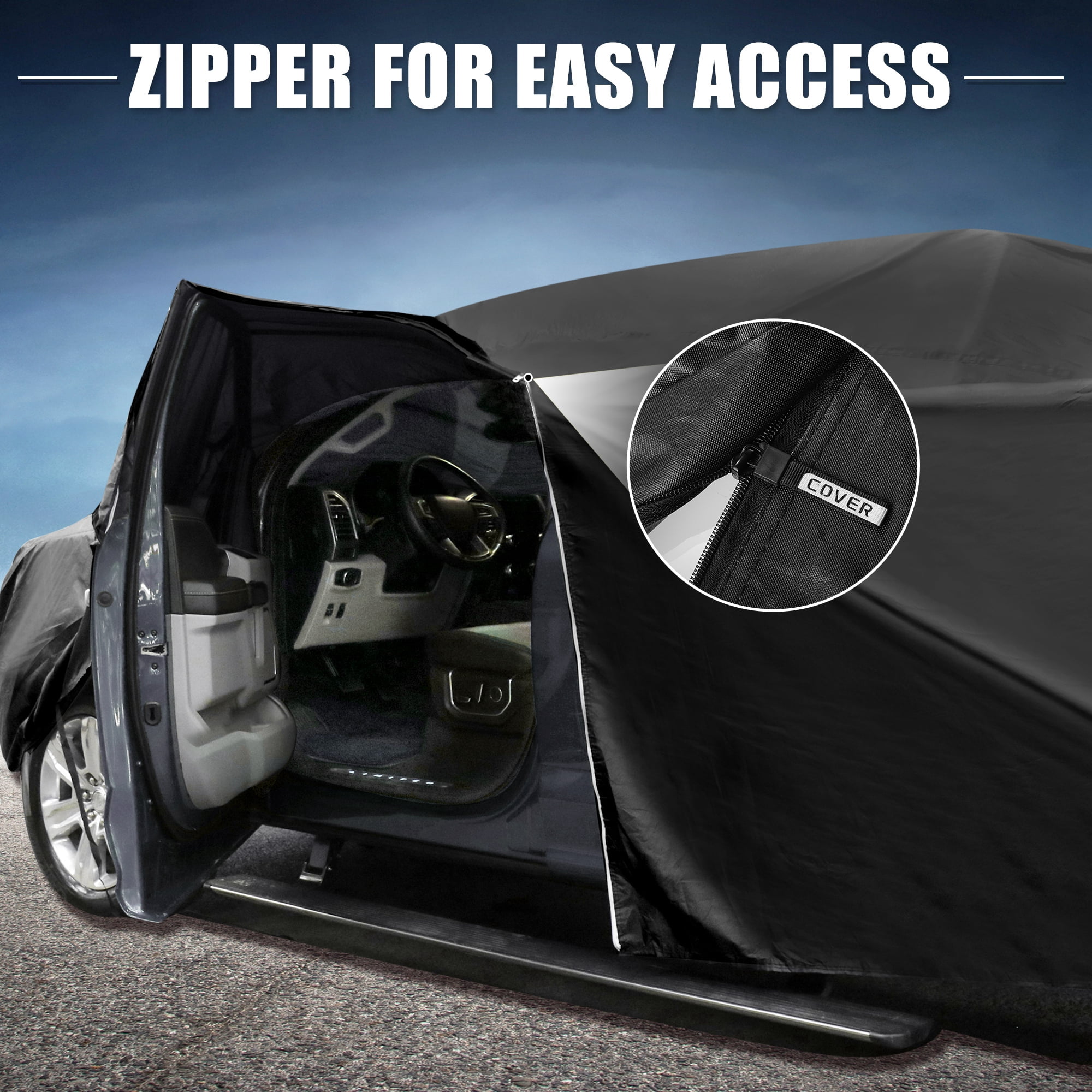 Unique Bargains 210D-PU Car Cover for GMC Sierra Crew Cab 6.6ft Bed 2014-2023