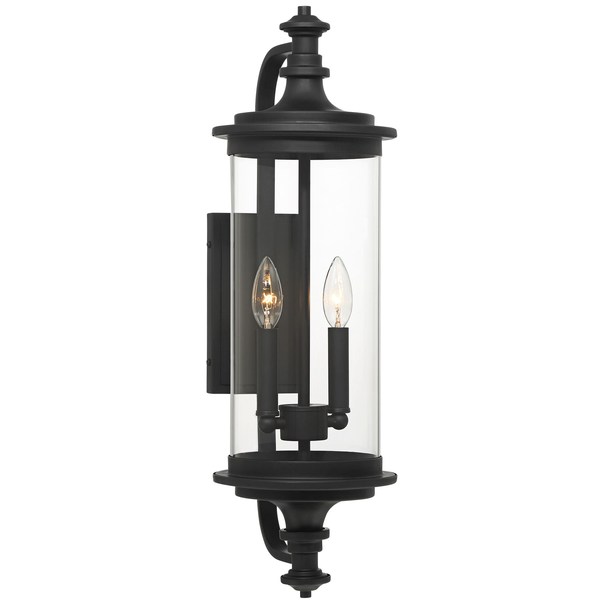 Possini Euro Design Medici Modern Outdoor Wall Light Fixture Black Metal 24 1/2" Clear Glass for Post Exterior Barn Deck House Porch Yard Patio Home