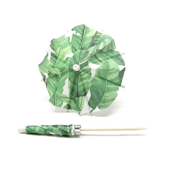 Green Palm Paper Drink  Umbrella: Tiki Luau Party Decor (20/Bag)