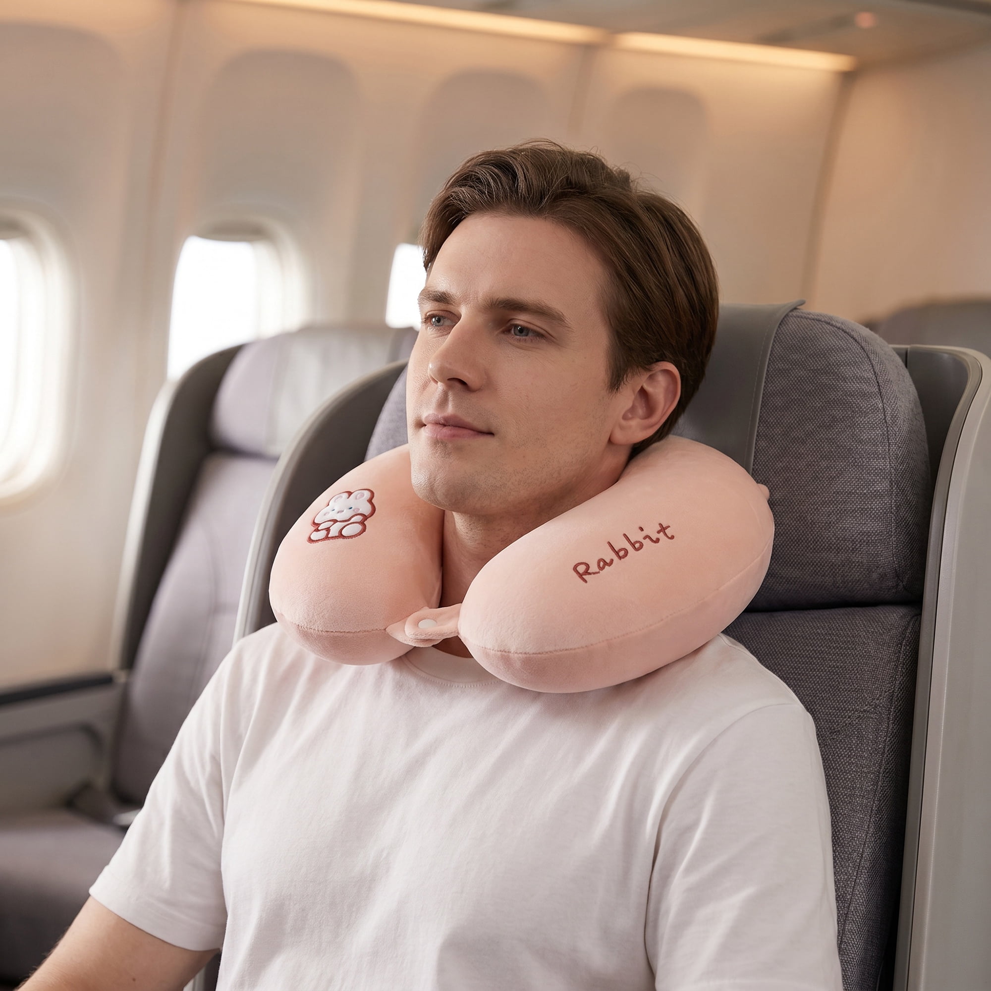 Unique Bargains Memory Foam U Shape Travel Neck Pillow for Airplane Use Pink 11"x11"