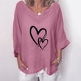 thumbnail image 2 of Summer Tops for Women 2024 Black Plus Size Shirt For Women 3/4 Sleeve Tops For Summer Regular V Neck Graphic Tees With Hearts On It Loose Blouse, 2 of 4
