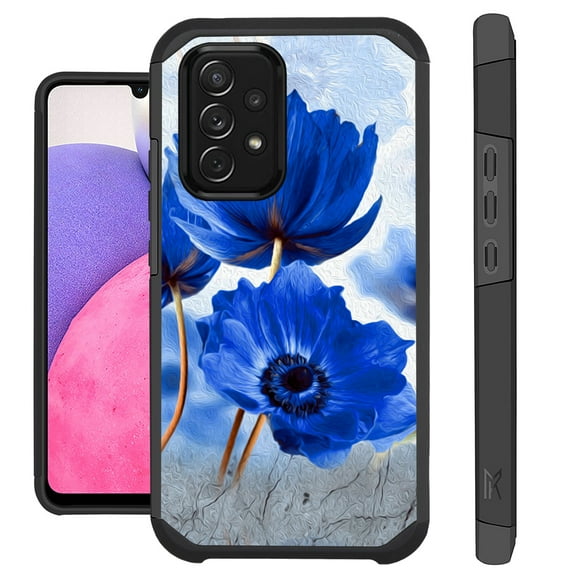 Compatible with Samsung Galaxy A33 5G Hybrid Fusion Guard Phone Case Cover (Blue Peony Flower)