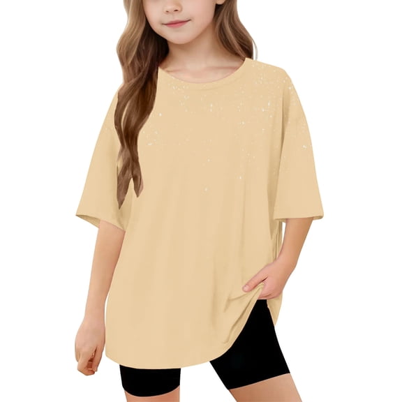Utoimkio Little Boy Girls Short Sleeve Crewneck Tee Tops Lightweight Soft T Shirts Casual Summer Outfits Clothes Size 5-15T