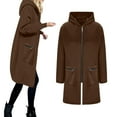 thumbnail image 4 of UngA Long Zip Up Hoodie Women Long Sleeve Fall Long Tunic Hooded Sweatshirt Oversized Fleece Jacket With Pockets Fall Coats 2025 Hoodies Women (Coffee,XL), 4 of 7