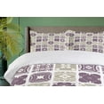 thumbnail image 4 of Ambesonne Mosaic Duvet Cover Sets, Ethnic Vintage Ceramic Tiles, 2-Queen, Eggplant Pale Khaki and White, 4 of 7